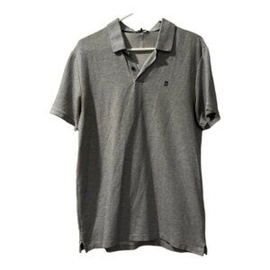 DKNY Donna Karan New York Gray Fabric Collar Polo Shirt Size Med GUC #4110